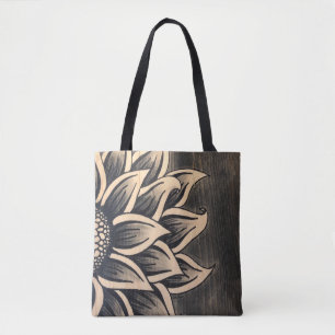 Gray Sunflower Tote Bag
