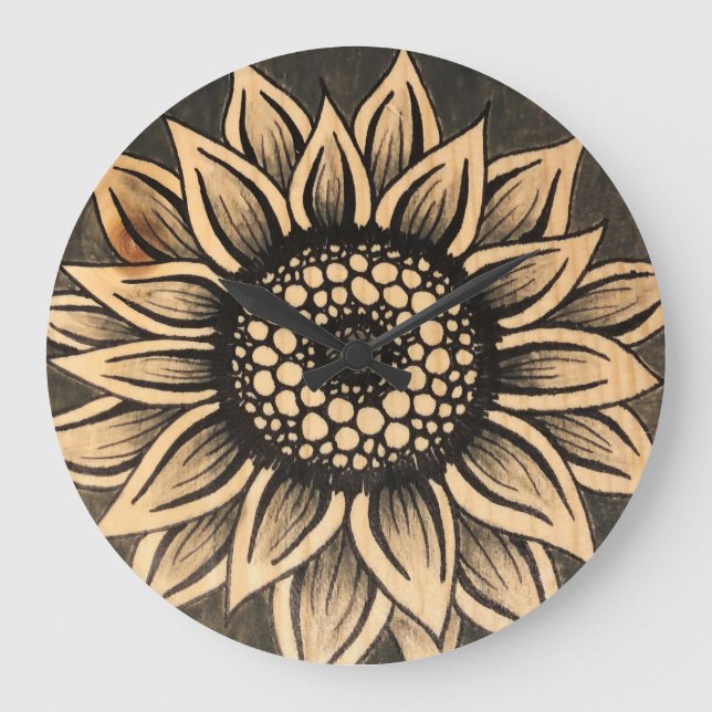 Gray Sunflower Wall Clock (Front)