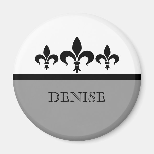 Gray Swanky Fleur De Lis Magnet (Front)