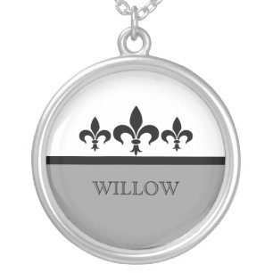 Gray Swanky Fleur De Lis Necklace