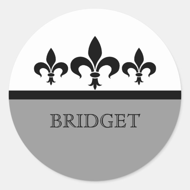 Gray Swanky Fleur De Lis Stickers (Front)