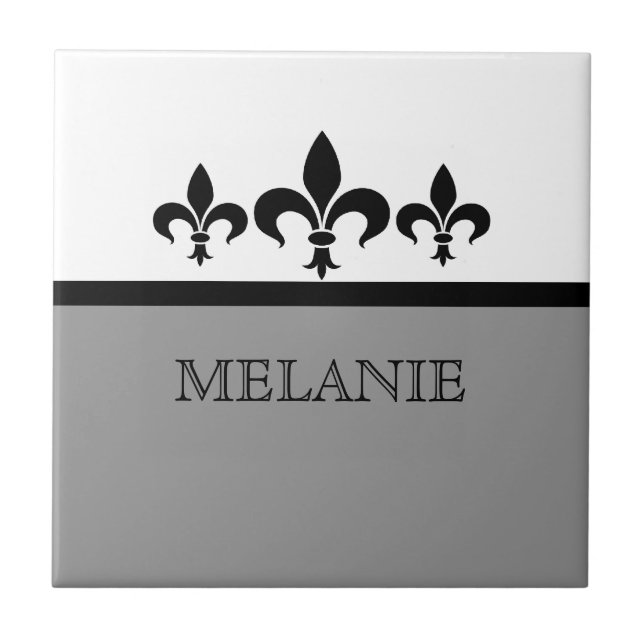 Gray Swanky Fleur De Lis Tile (Front)