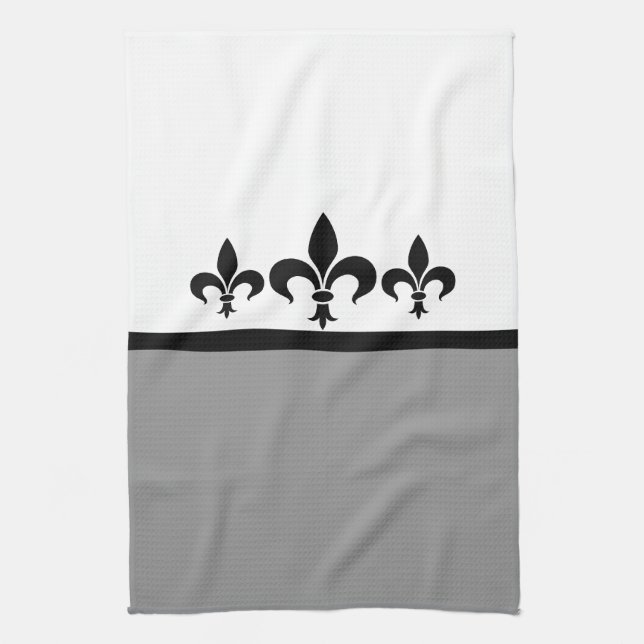 Gray Swanky Fleur De Lis Towel (Vertical)