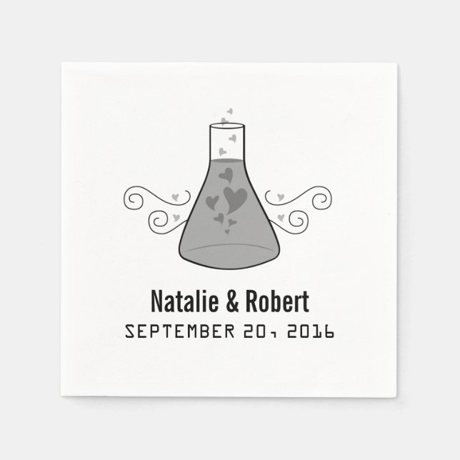 Gray Sweet Chemistry Paper Napkins (Front)