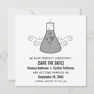 Gray Sweet Chemistry Save the Date Invite
