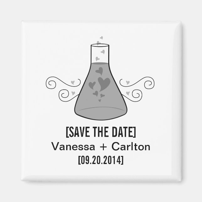 Gray Sweet Chemistry Save the Date Magnet (Front)