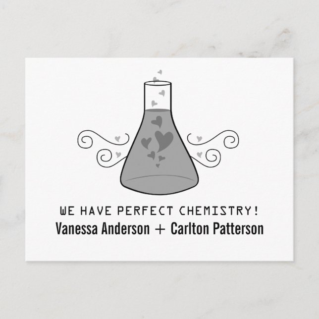 Gray Sweet Chemistry Save the Date Postcard (Front)