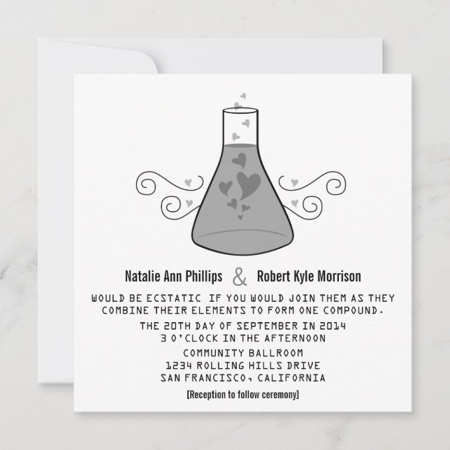 Gray Sweet Chemistry Wedding Invite (Front)