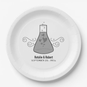Gray Sweet Chemistry Wedding Paper Plates