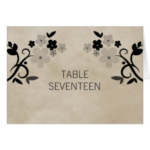 Gray Sweet Vintage Floral Table Number Card