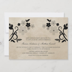 Gray Sweet Vintage Floral Wedding Invite