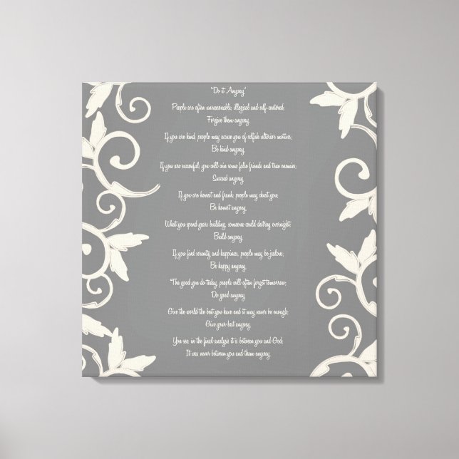 Gray Swirl "Do It Anyway" Wrapped Canvas Print (Front)
