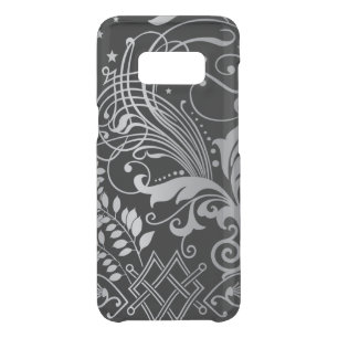 Gray Swirling Damask Pattern on Black Uncommon Samsung Galaxy S8 Case