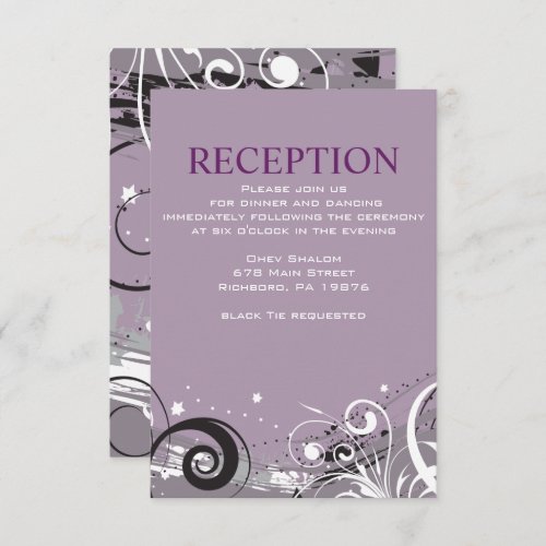 GRAY SWIRLS Jewish Wedding Reception Card