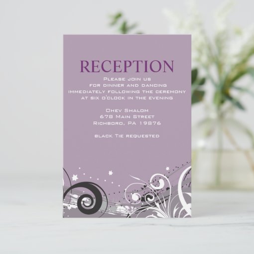 GRAY SWIRLS Jewish Wedding Reception Card | Zazzle