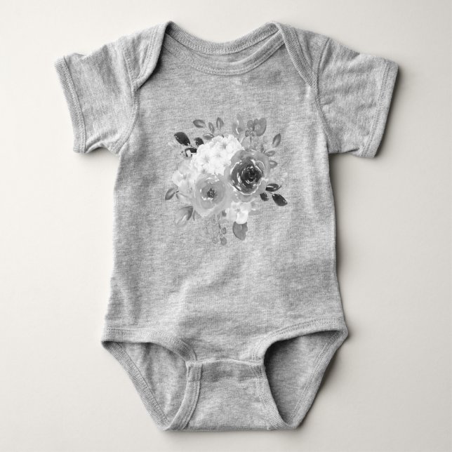 gray t-shirt baby bodysuit (Front)