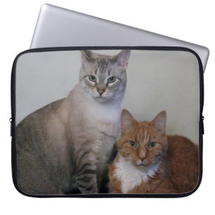 Gray Tabby and Orange Tabby Cats Laptop Sleeve