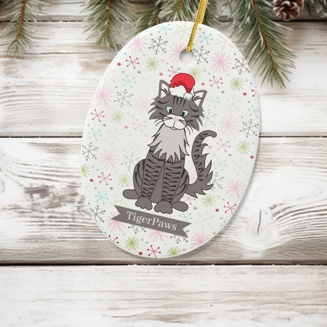 Gray Tabby Cat Christmas Pet Ornament (Creator Uploaded)