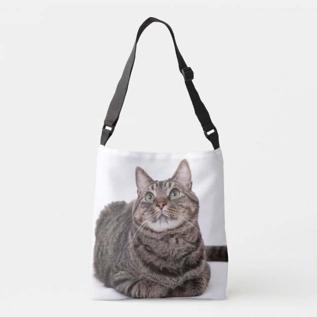 Gray Tabby Cat Crossbody Bag (Back)