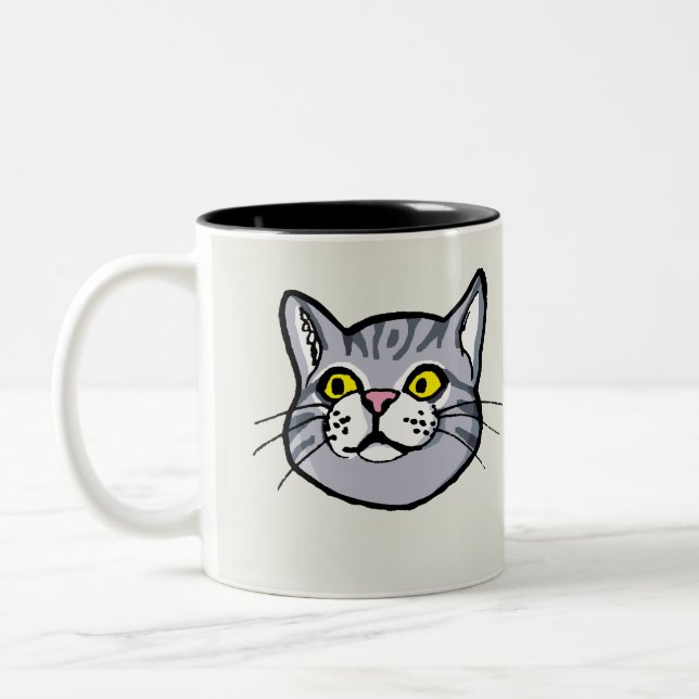 Gray Tabby Cat Drawing Mug (Left)