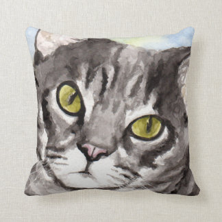 Gray Tabby Cat Gifts Throw Pillow
