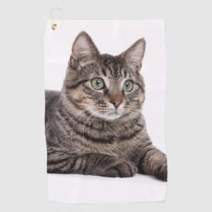 Gray Tabby Cat Golf Towel