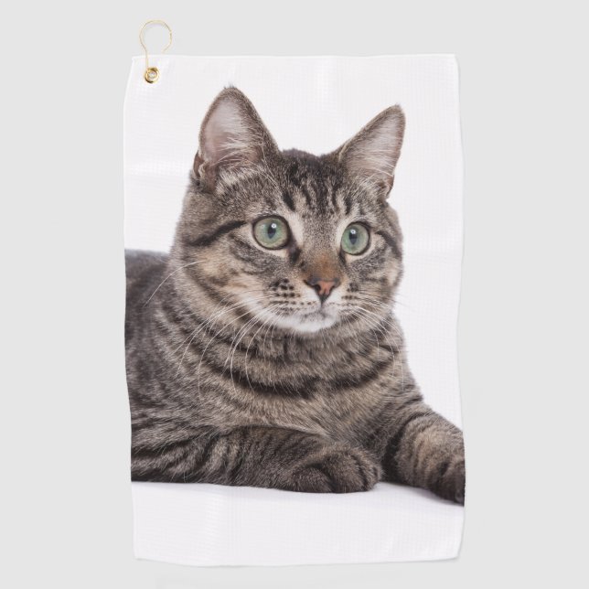 Gray Tabby Cat Golf Towel (Front)