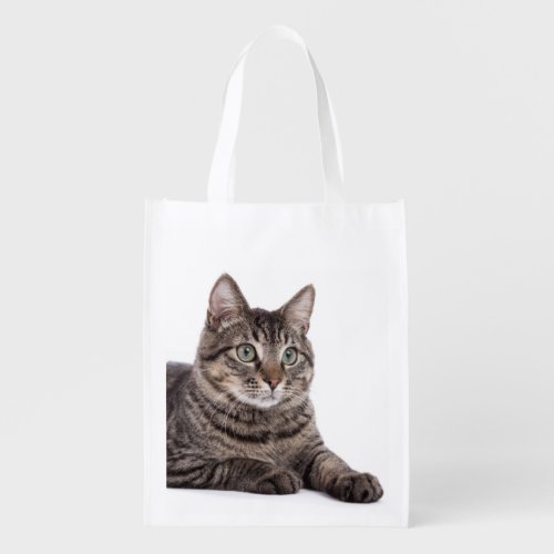 Gray Tabby Cat Grocery Bag