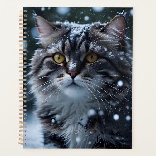 Gray Tabby Cat in Snowstorm  Planner