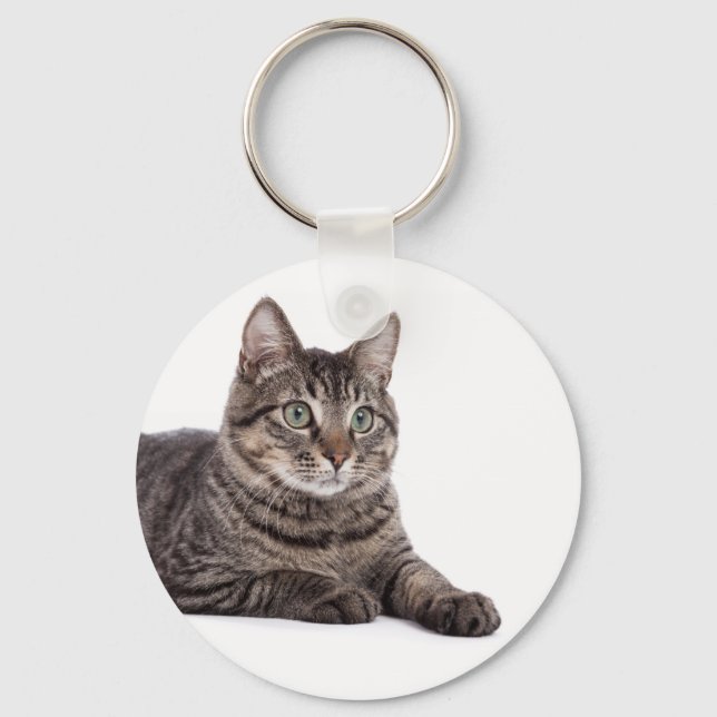 Gray Tabby Cat Keychain (Front)