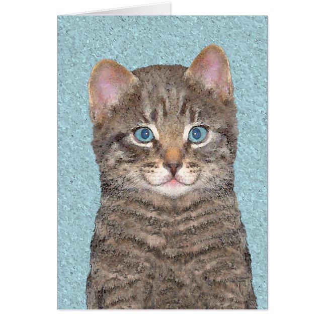 Gray Tabby Cat Painting - Cute Original Cat Art (Front)