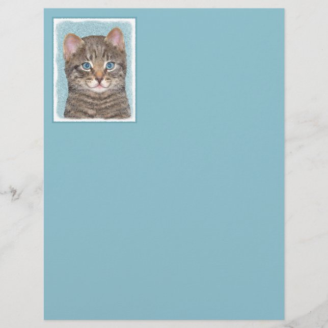 Gray Tabby Cat Painting - Cute Original Cat Art (Front)