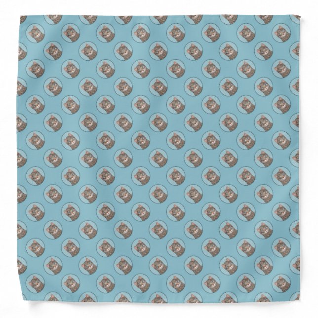 Gray Tabby Cat Painting - Cute Original Cat Art Bandana (Front)