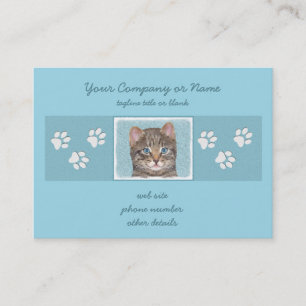 Gray Tabby Cat Painting - Cute Original Cat Art Business Card
