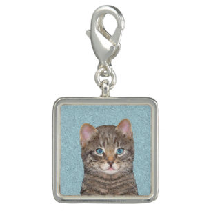 Gray Tabby Cat Painting - Cute Original Cat Art Charm