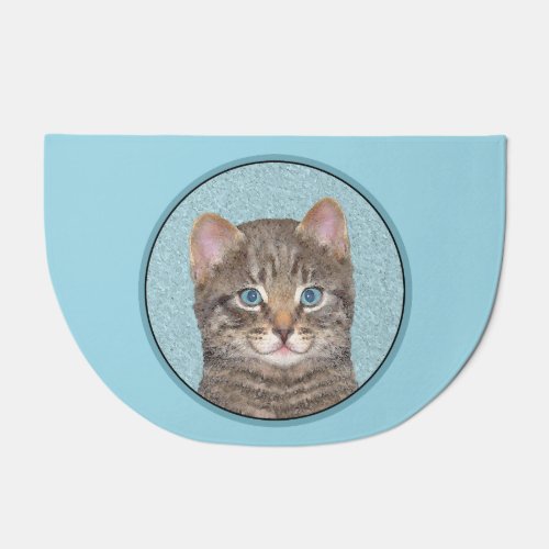 Gray Tabby Cat Painting _ Cute Original Cat Art Doormat