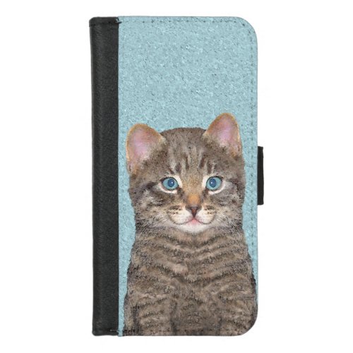 Gray Tabby Cat Painting _ Cute Original Cat Art iPhone 87 Wallet Case