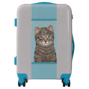 Gray Tabby Cat Painting - Cute Original Cat Art Luggage