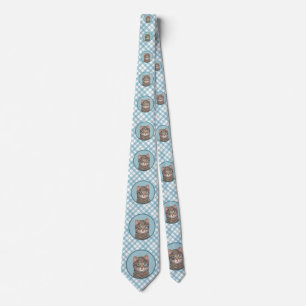 Gray Tabby Cat Painting - Cute Original Cat Art Neck Tie
