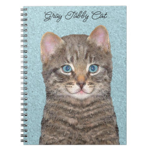 Gray Tabby Cat Painting - Cute Original Cat Art Notebook