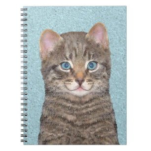 Gray Tabby Cat Painting - Cute Original Cat Art Notebook