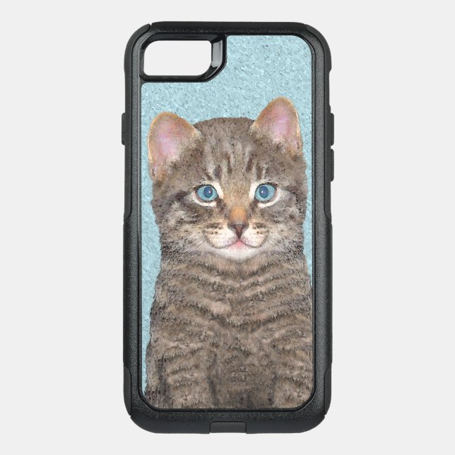 Gray Tabby Cat Painting - Cute Original Cat Art Otterbox iPhone Case (Back)