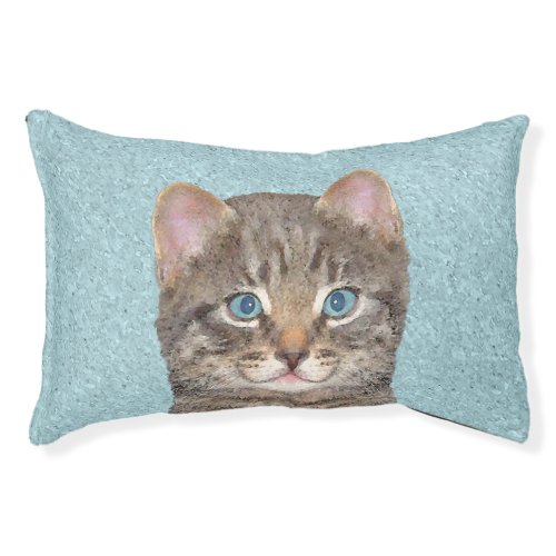 Gray Tabby Cat Painting _ Cute Original Cat Art Pet Bed