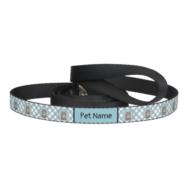 Gray Tabby Cat Painting - Cute Original Cat Art Pet Leash (Handle)