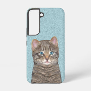 Gray Tabby Cat Painting - Cute Original Cat Art Samsung Galaxy S22 Case