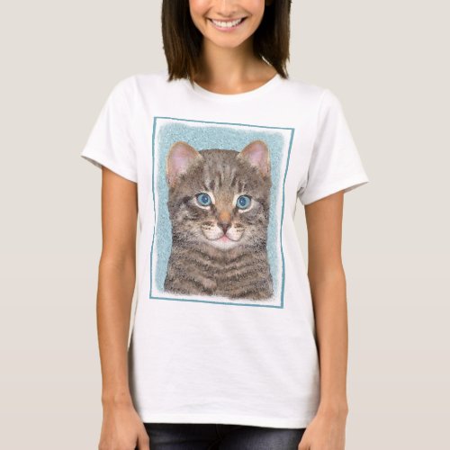 Gray Tabby Cat Painting _ Cute Original Cat Art T_Shirt