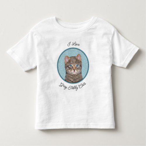 Gray Tabby Cat Painting _ Cute Original Cat Art Toddler T_shirt