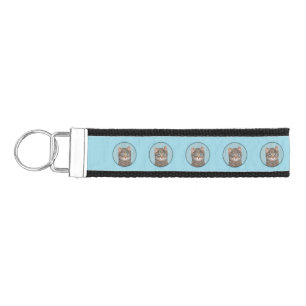 Gray Tabby Cat Painting - Cute Original Cat Art Wrist Keychain