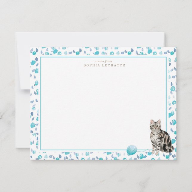 Gray Tabby Cat Personalized Stationery Note Card (Front)