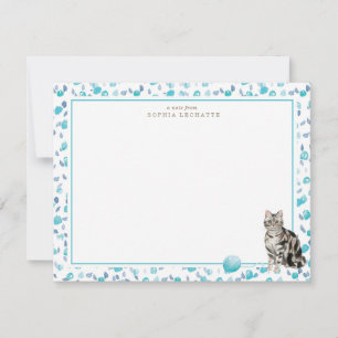 Gray Tabby Cat Personalized Stationery Note Card